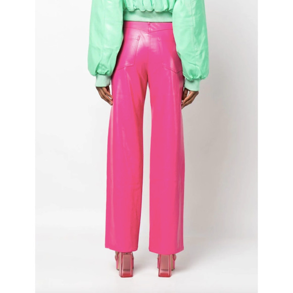 ROTATE Birger Christensen 'Rotie' Monogram Faux Leather Pink Pants - Picture 6 of 14